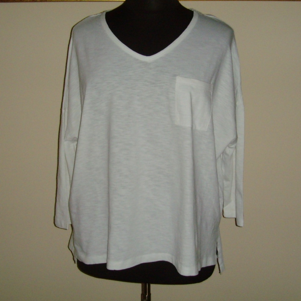 Lord & Taylor Woman 100% Cotton Long Sleeve Tee 2X - White - Picture 3 of 14